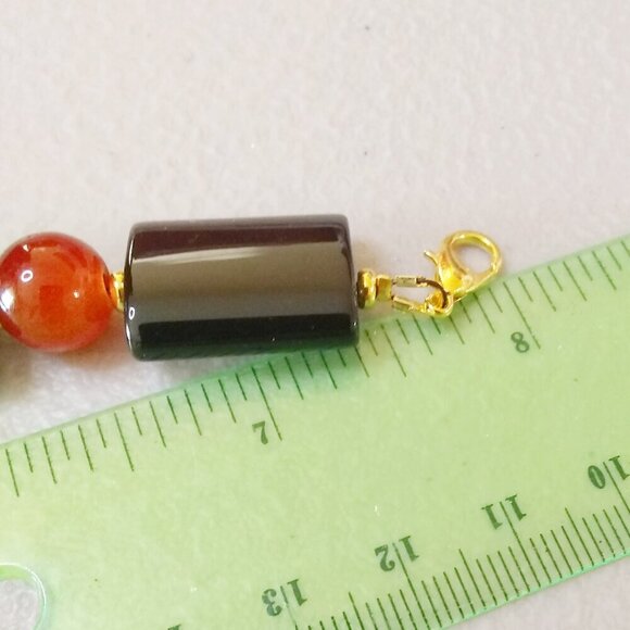 Black Red & Gold! Chunky Black Agate Bracelet 8" ~ Balance Grounding Strength - Picture 6 of 7